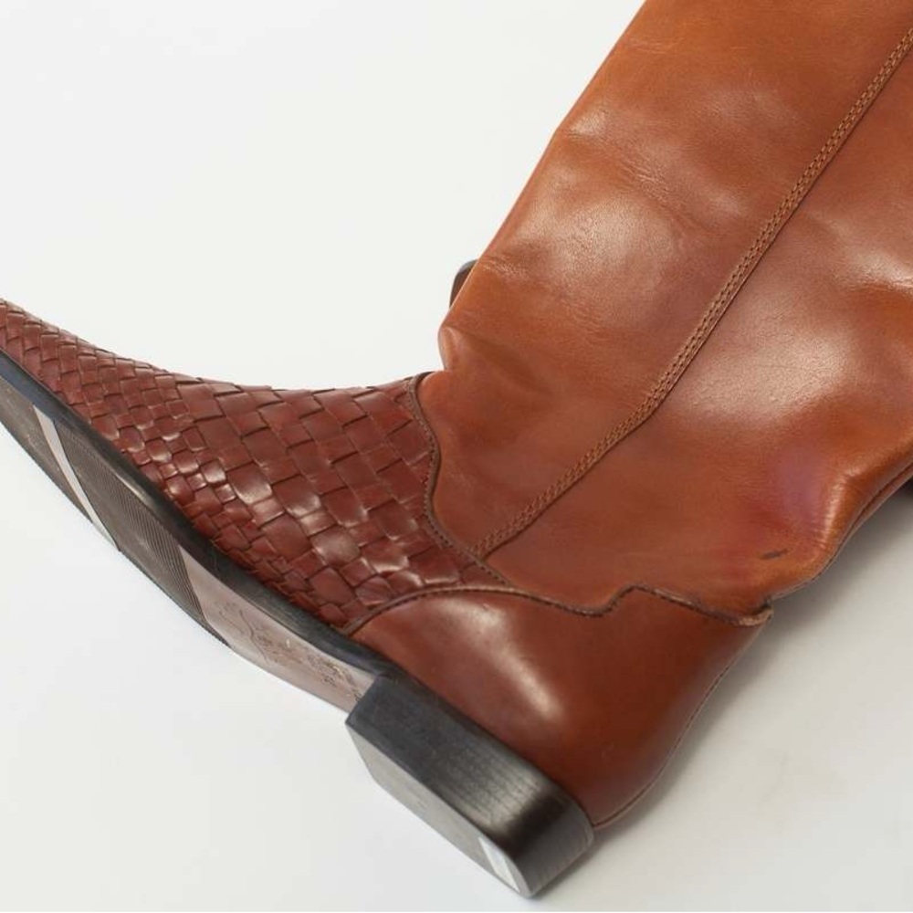 Vintage Unisa Brown Woven Leather Women's Cowboy Boots